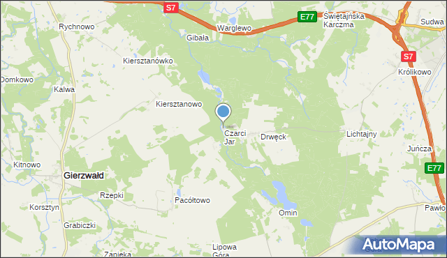 mapa Czarci Jar, Czarci Jar na mapie Targeo